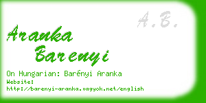 aranka barenyi business card